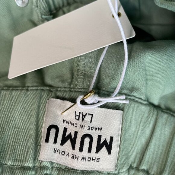 Show Me Your MuMu Womans Green Denim Mom Jeans Size 40 u High Rise Cropped - Picture 5 of 9